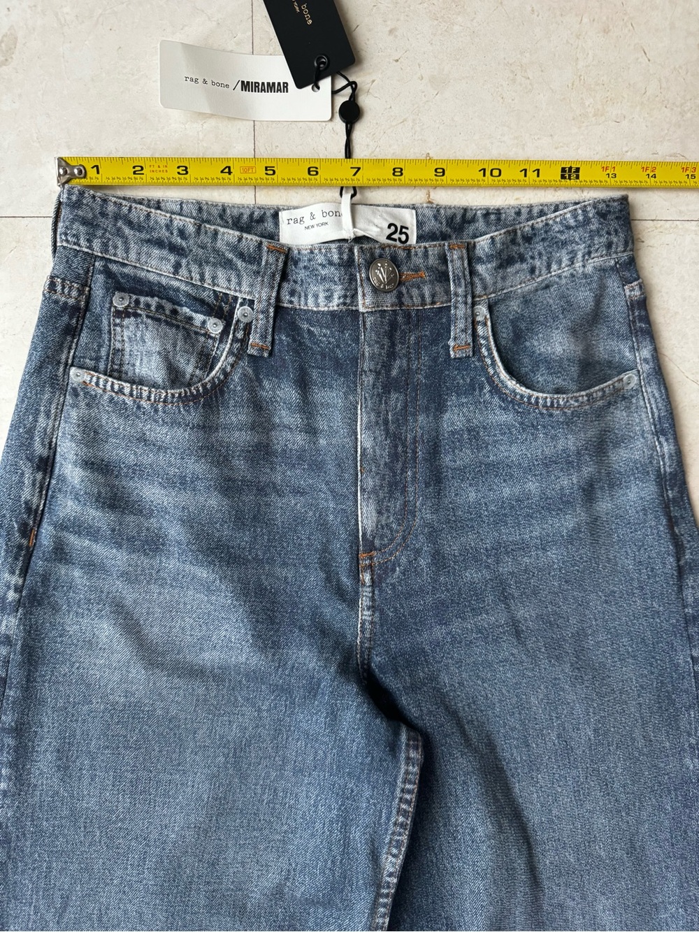 Rag & Bone Miramar Terry Sophe Wide Leg High-Rise Blue Women's Jeans size 25 - Picture 9 of 15